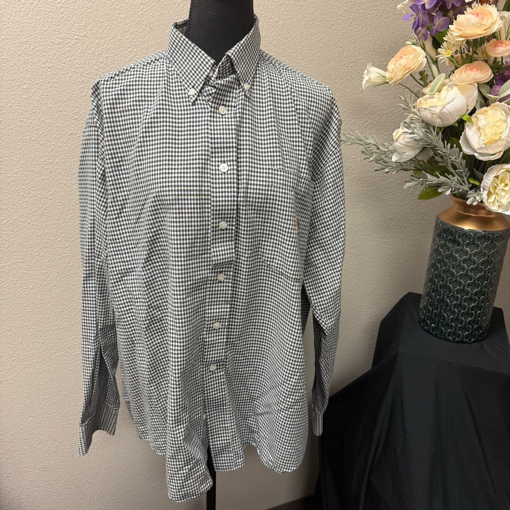 Cinch Men’s Navy Gingham Button-Down Western Shirt 100% Cotton Size L